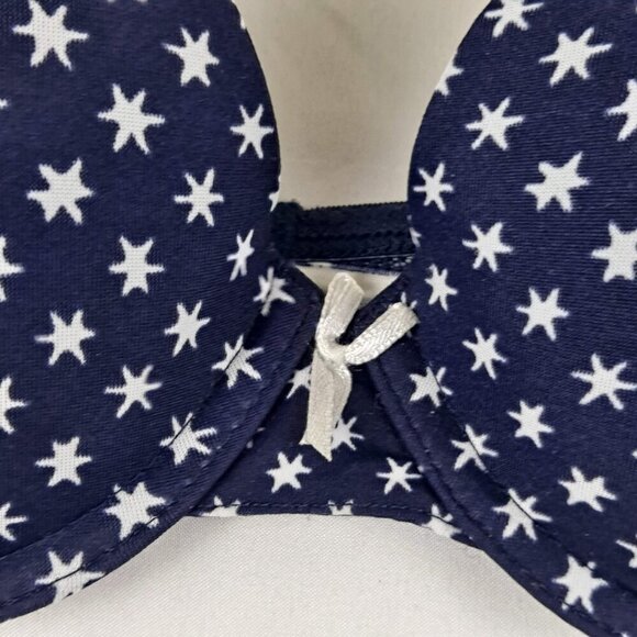 Tommy Hilfiger Size 36B Micro Push Up Bra Navy Blue White Stars Adj Straps NWOT - Picture 3 of 14